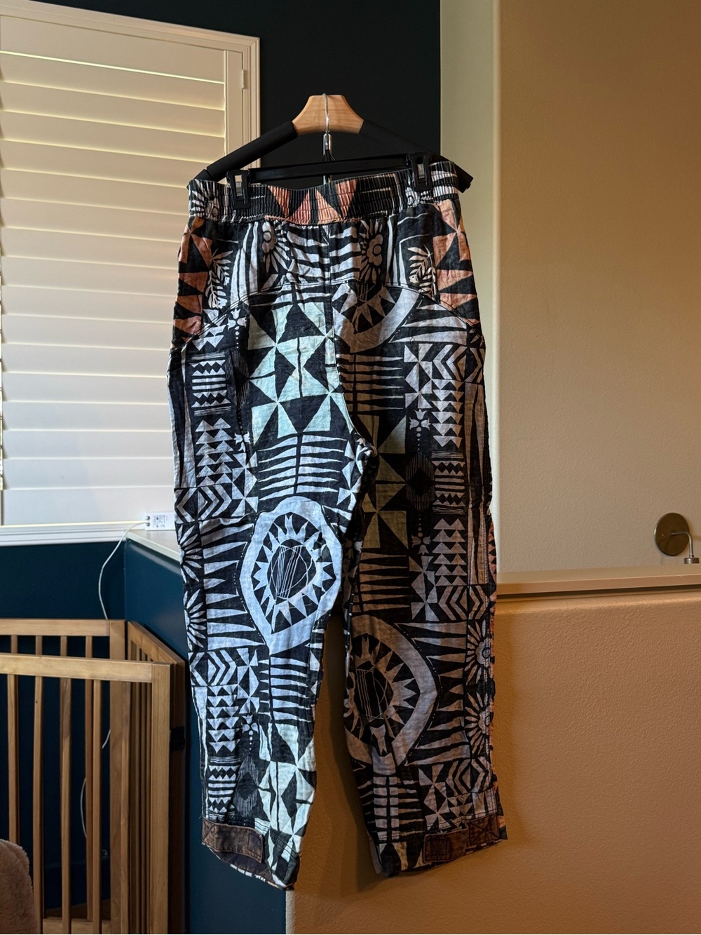 FP Movement by Free People Black & Brown Geometric Wide-Leg Pants - Picture 1 of 6